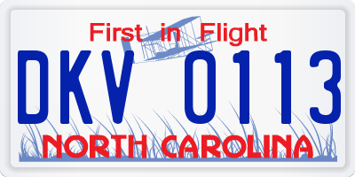 NC license plate DKV0113