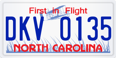 NC license plate DKV0135