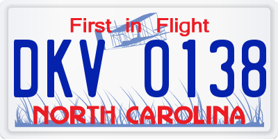NC license plate DKV0138
