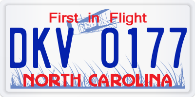 NC license plate DKV0177