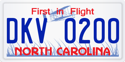 NC license plate DKV0200