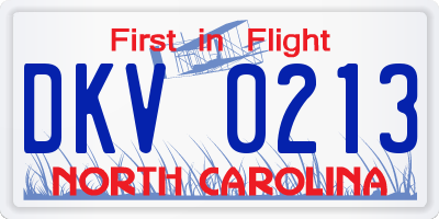 NC license plate DKV0213