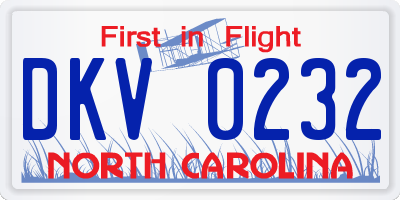 NC license plate DKV0232