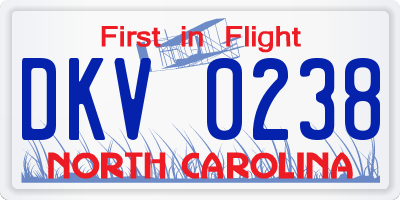 NC license plate DKV0238