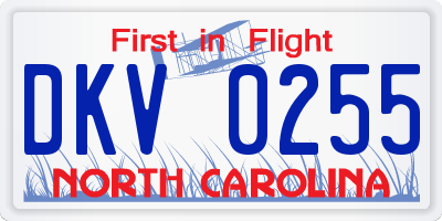 NC license plate DKV0255