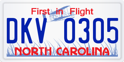 NC license plate DKV0305