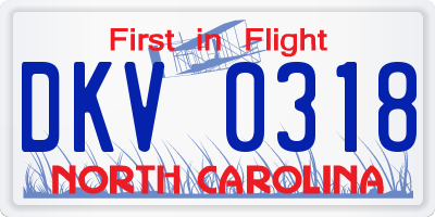 NC license plate DKV0318
