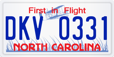 NC license plate DKV0331