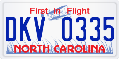 NC license plate DKV0335