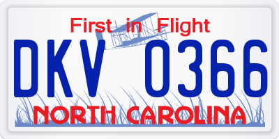 NC license plate DKV0366