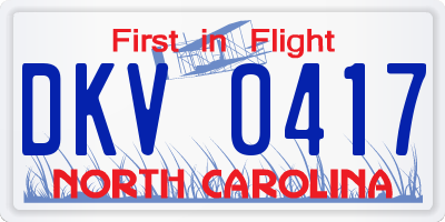 NC license plate DKV0417