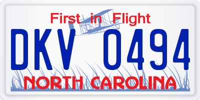 NC license plate DKV0494