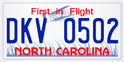 NC license plate DKV0502