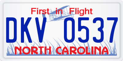 NC license plate DKV0537