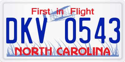 NC license plate DKV0543