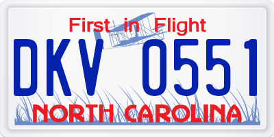 NC license plate DKV0551