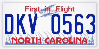 NC license plate DKV0563