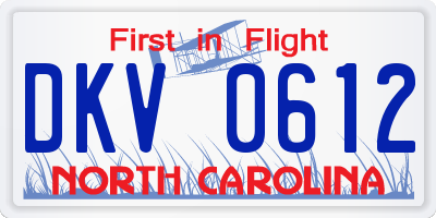 NC license plate DKV0612