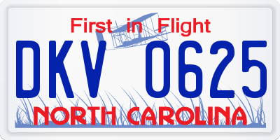 NC license plate DKV0625