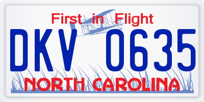 NC license plate DKV0635