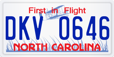 NC license plate DKV0646