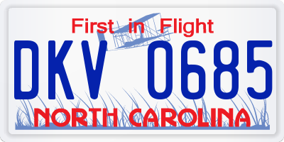 NC license plate DKV0685