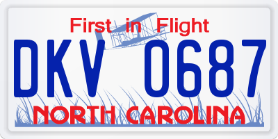 NC license plate DKV0687