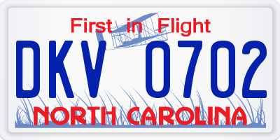 NC license plate DKV0702