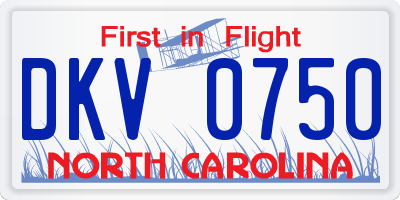NC license plate DKV0750