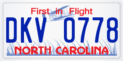 NC license plate DKV0778