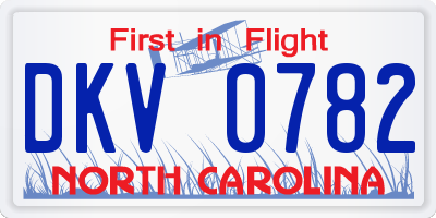 NC license plate DKV0782