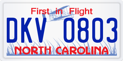NC license plate DKV0803