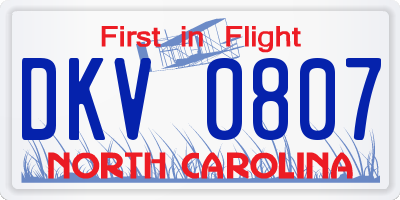 NC license plate DKV0807