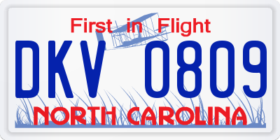 NC license plate DKV0809