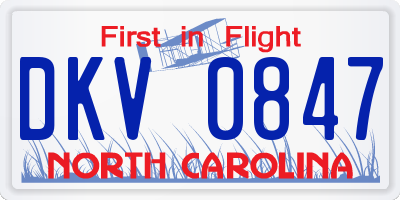 NC license plate DKV0847