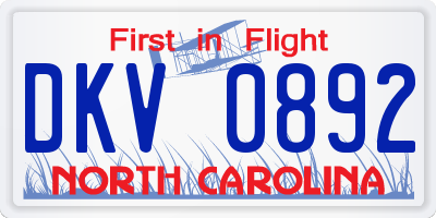 NC license plate DKV0892