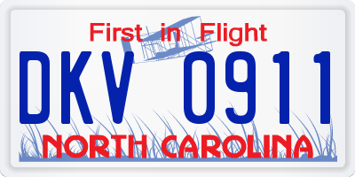 NC license plate DKV0911