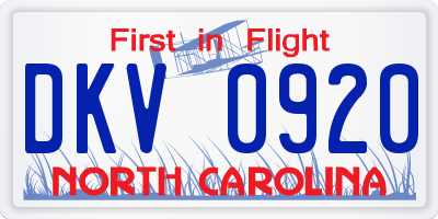 NC license plate DKV0920