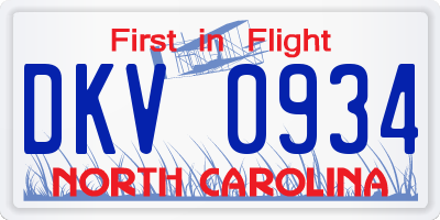 NC license plate DKV0934