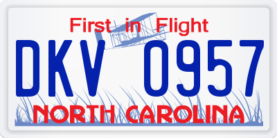 NC license plate DKV0957