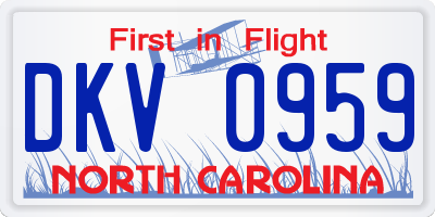 NC license plate DKV0959