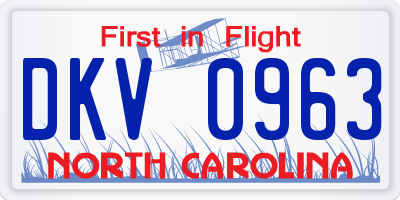 NC license plate DKV0963