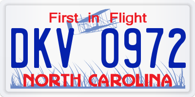 NC license plate DKV0972