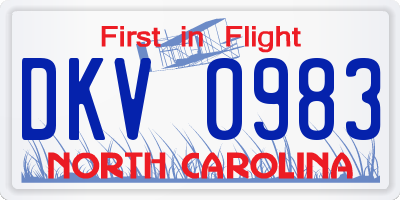 NC license plate DKV0983
