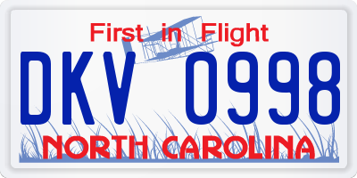 NC license plate DKV0998