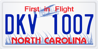 NC license plate DKV1007