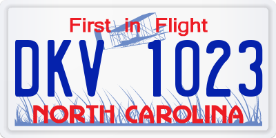 NC license plate DKV1023