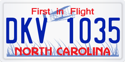 NC license plate DKV1035