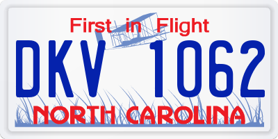 NC license plate DKV1062