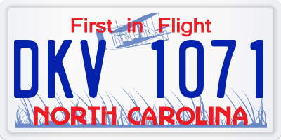 NC license plate DKV1071